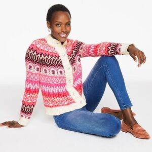 Like new Talbots MOCKNECK CARDIGAN - MODERN FAIR ISLE